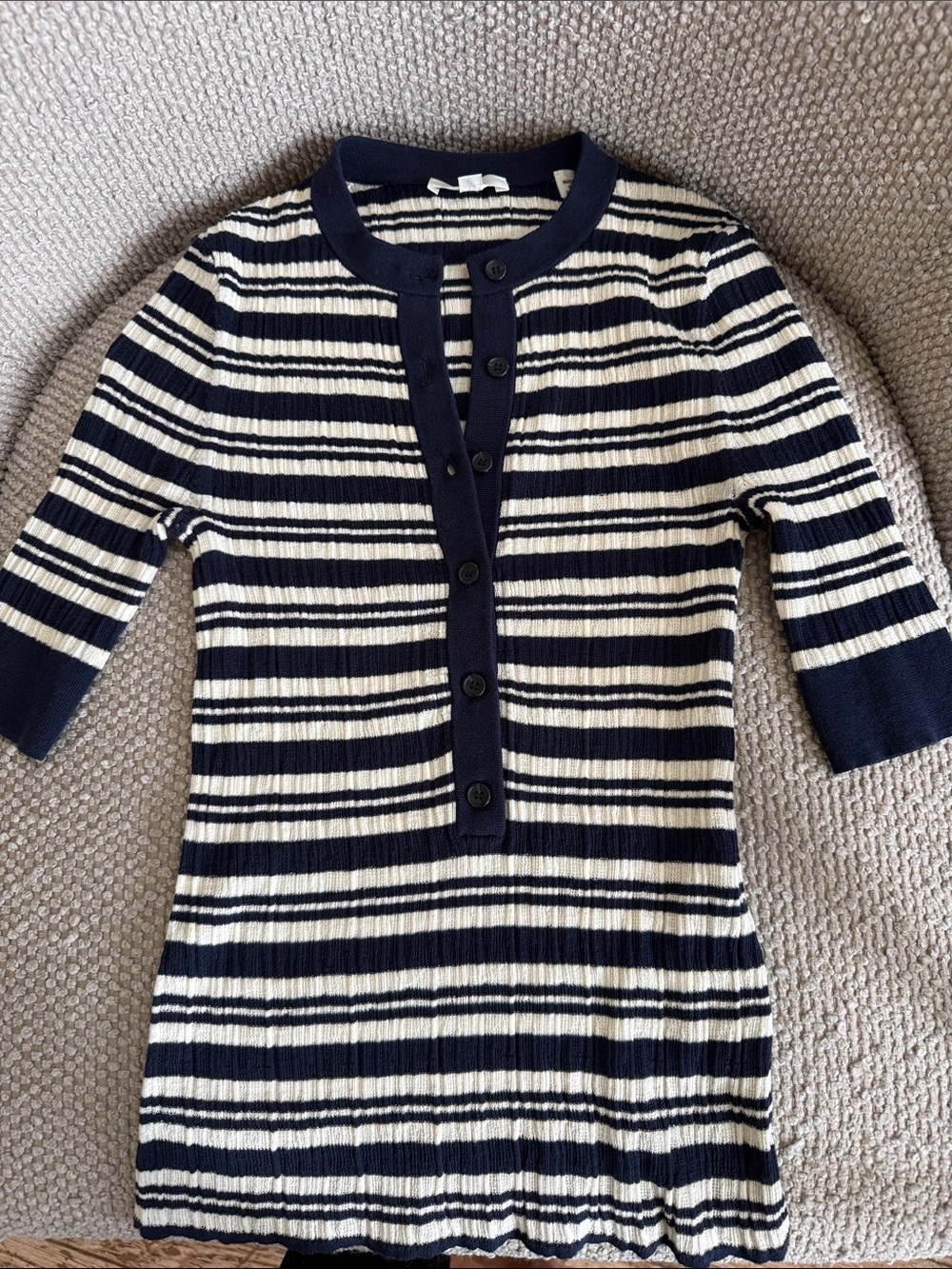 A.L.C. Fisher Fine Cotton Knit Top XS Navy Stripe